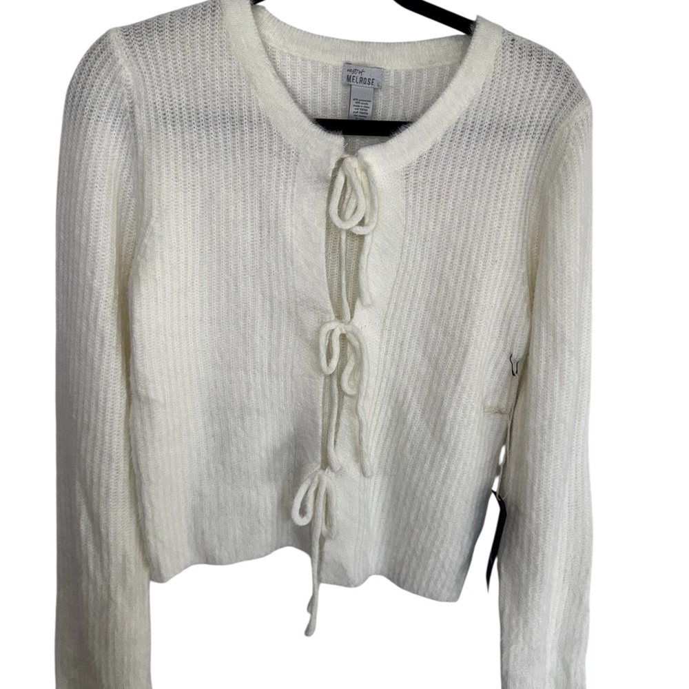 Melrose Cream Tie-Front Knit Cardigan